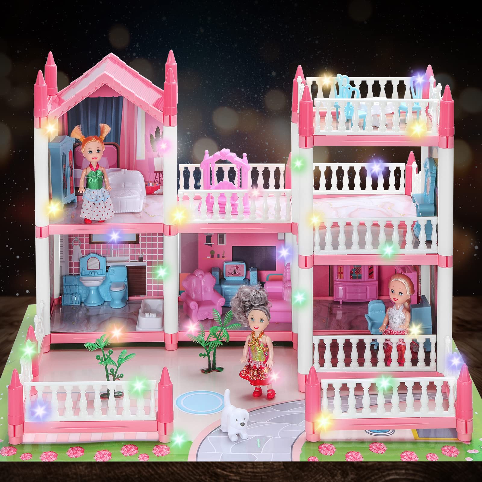 Casa De Muñecas Miniatura Con Muebles Y Luz Led - Cutebee | Mercado Libre