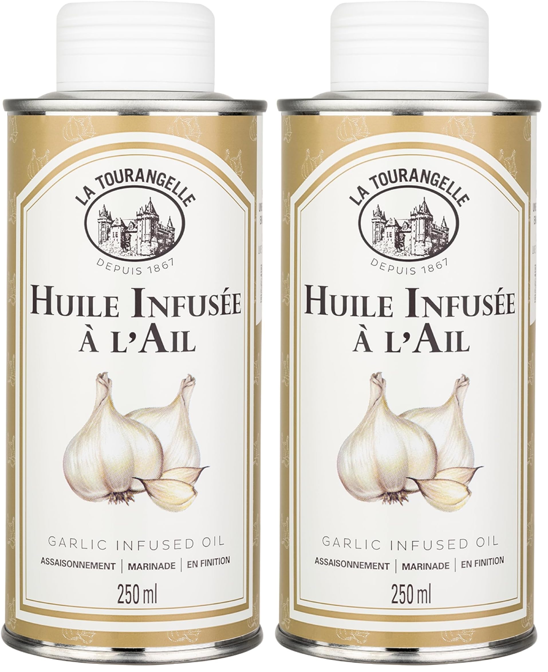 La Tourangelle - Huile infusée à l'ail - Véritable infusion naturelle - Goût naturel et authentique - Sans arômes ajoutés - 250ml - 3