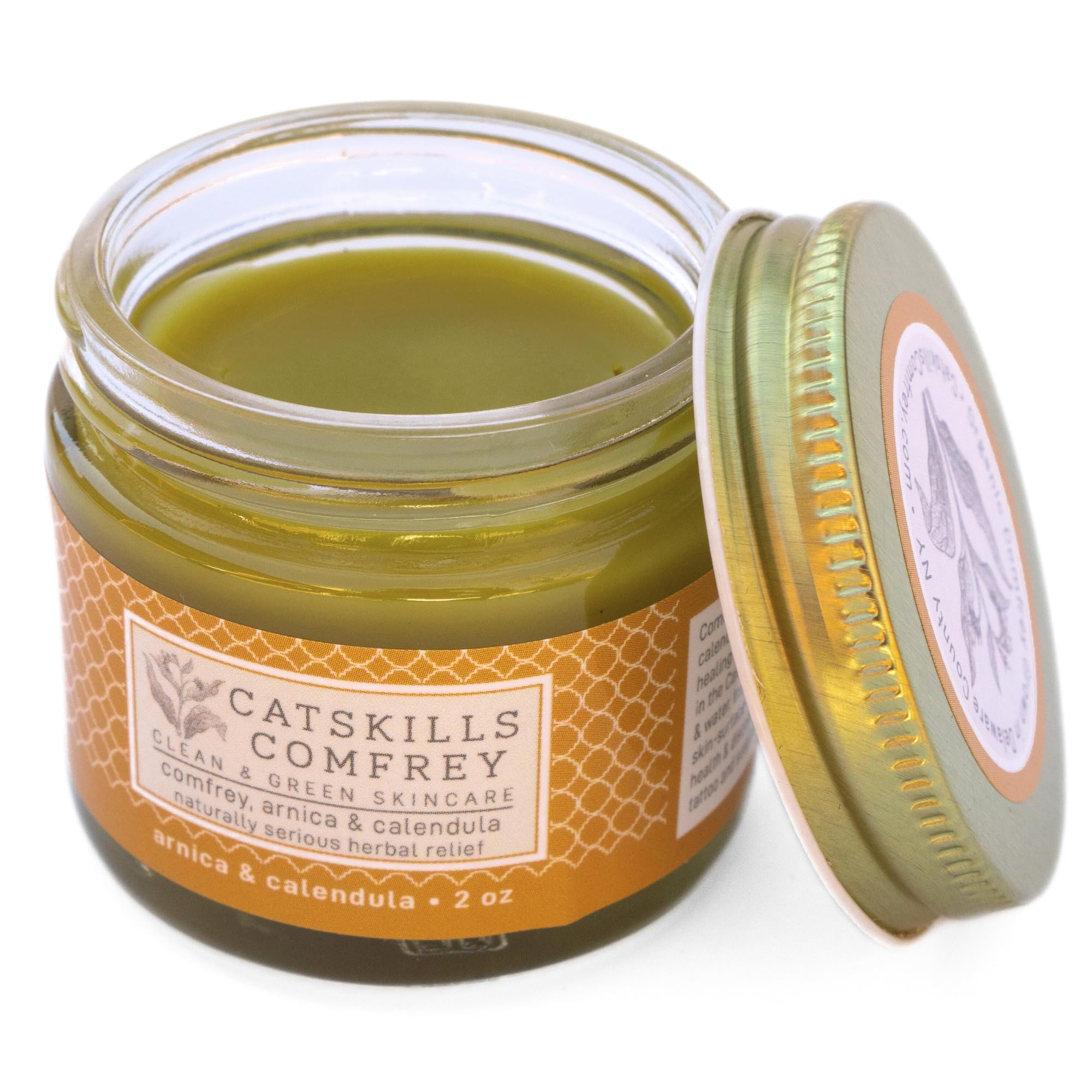 Catskills Comfrey, Arnica & Calendula (2oz) — 3 in 1 Comfrey Salve for Bone Healing Organic — Comfrey Oil Cream, Only 4 Natural Ingredients — Home-Grown & Home-Made, Multi-use Natural Skincare