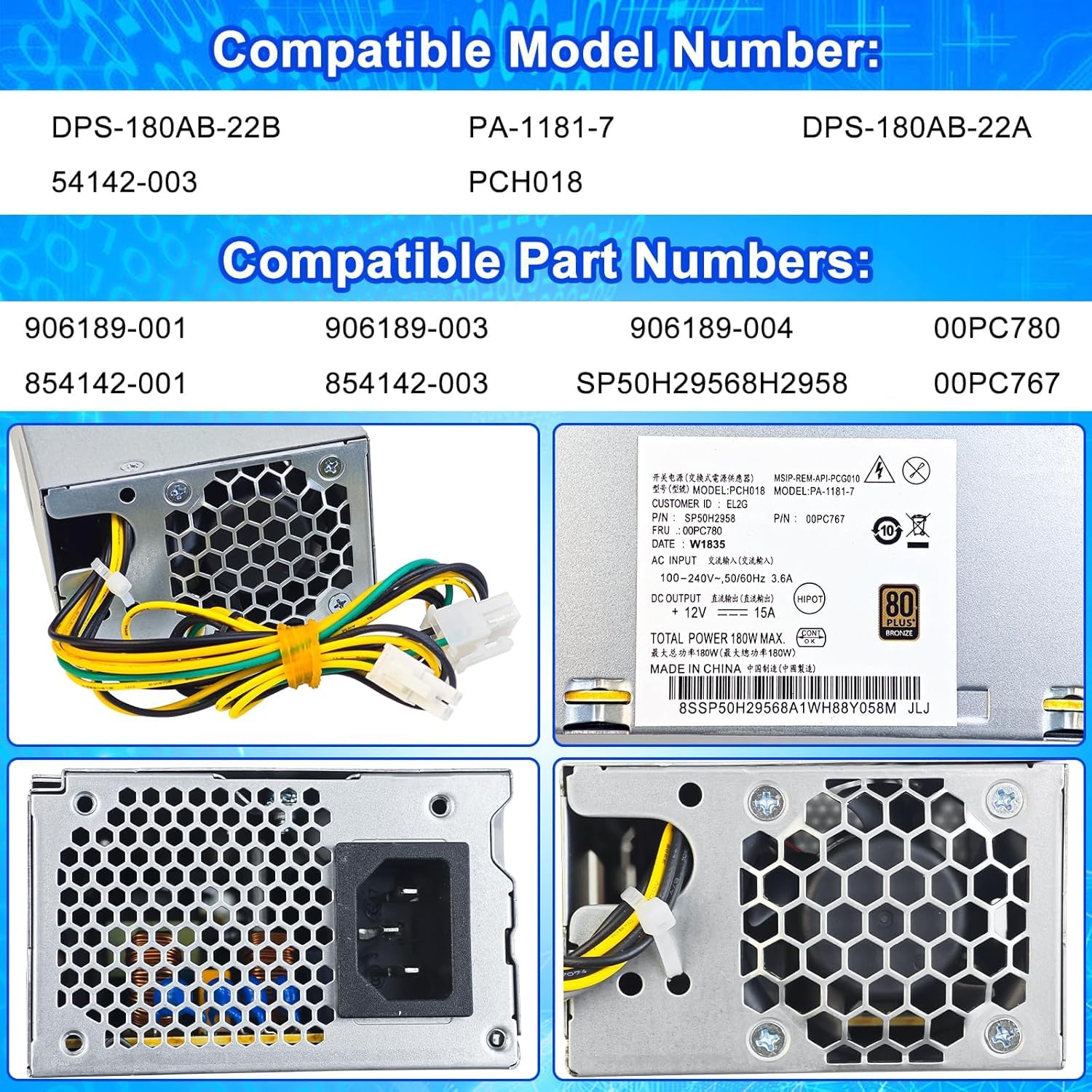 Amazon.com: S-Union Upgraded 906189-001 DPS-180AB-22B 180W Power