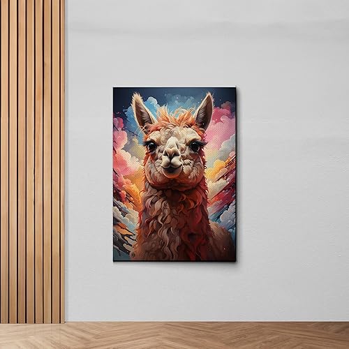Miniatura 6 de Alpaca Canvas Wall Art for Bathroom Living Room Wall Decoration with Frame Animal Portrait Window Wall Painting Autumn Landscape Wall Picture