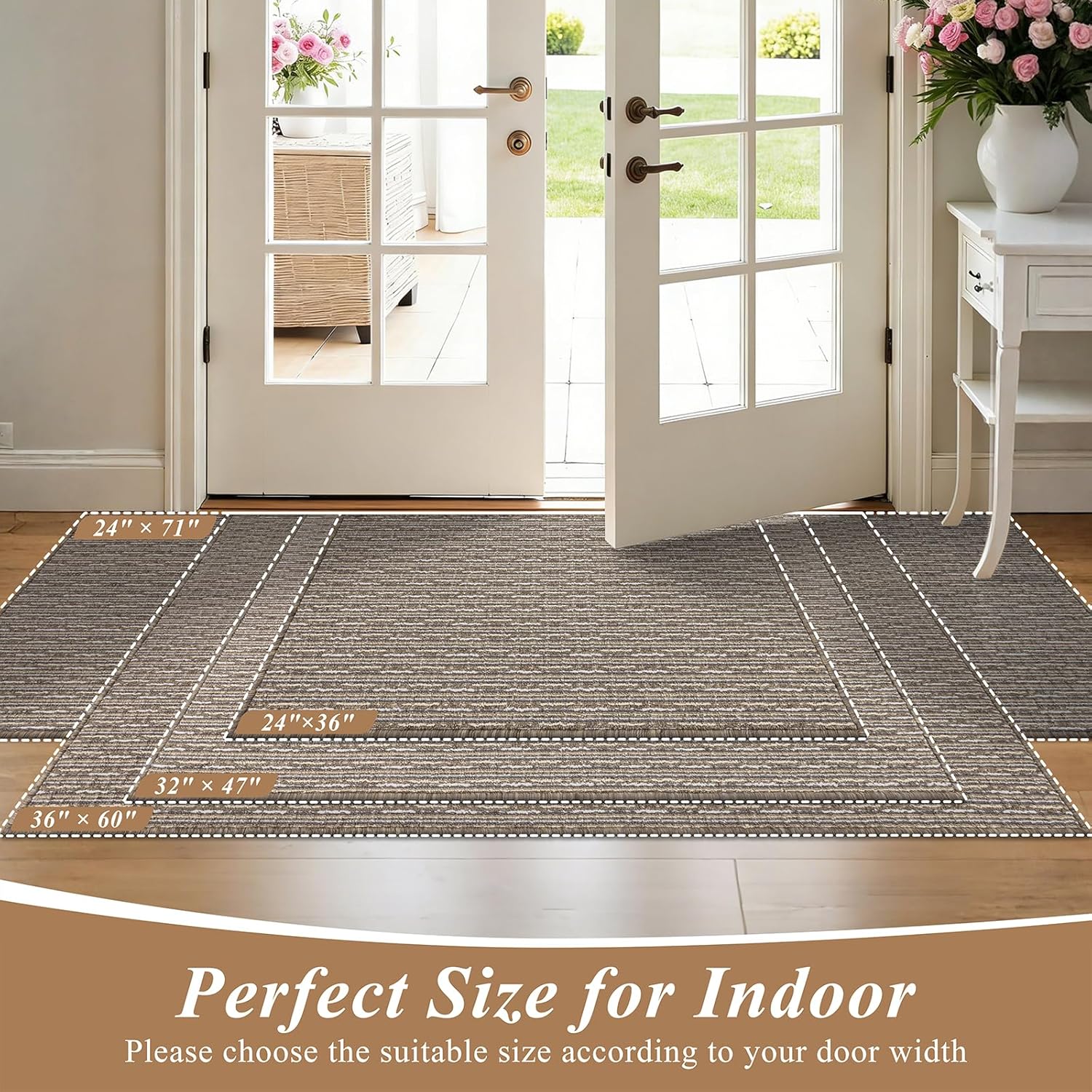 Ileading Indoor Door Mat 24"x36" Non-Slip Washable, Super Absorbent Stain Resistant Pet Friendly Muddy Paws Welcome Mat, Entryway Mat for Entrance Bath Laundry (Beige)