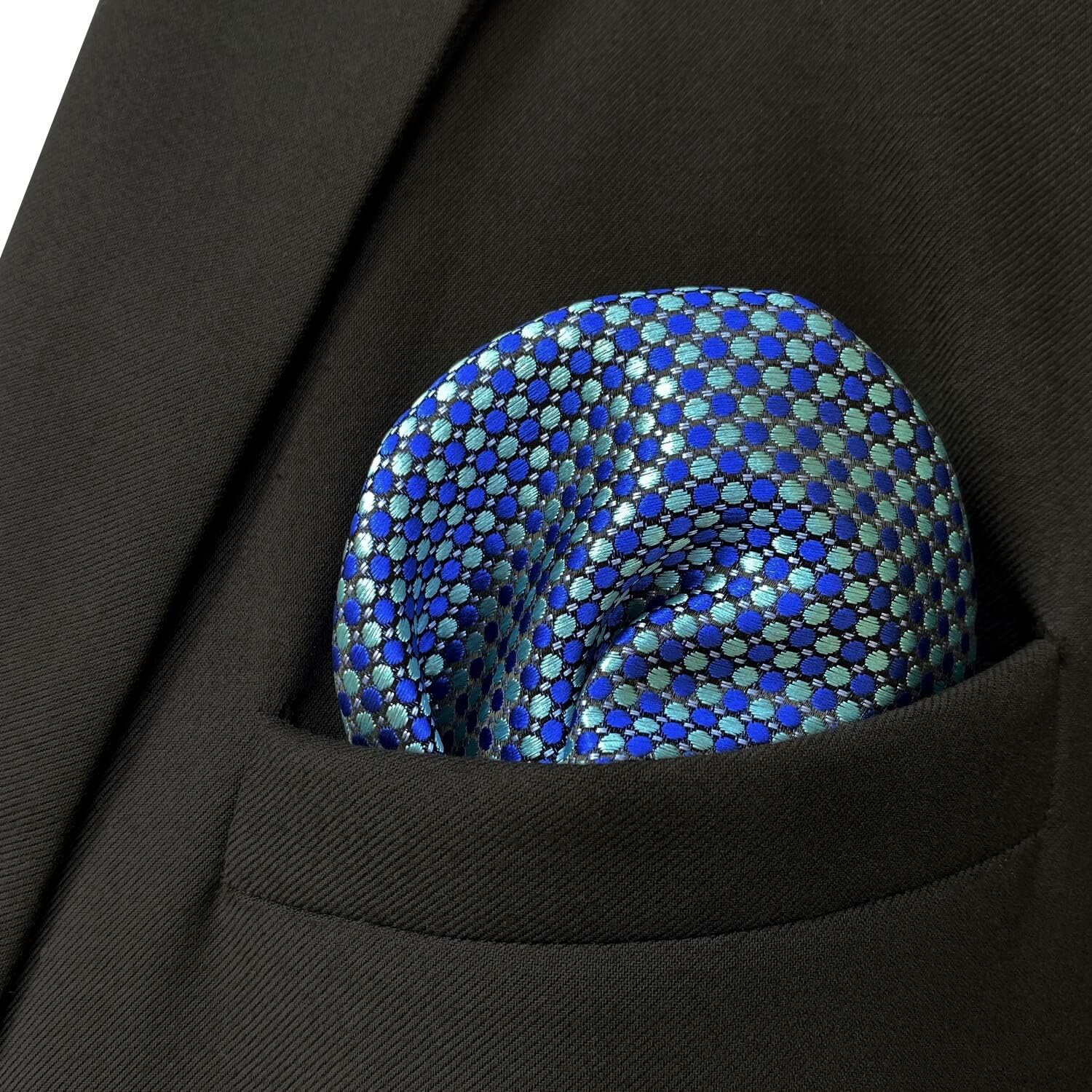 S&W SHLAX&WING Foulard Mens Pocket Square Blue Turquoise for Suits