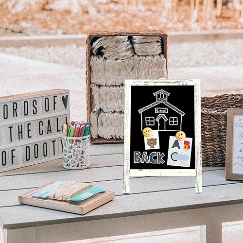 Miniatura 9 de 4 THOUGHT Letreros pequeños de pizarra de mesa para alimentos, 9.5 x 14 pulgadas, mini pizarra magnética de madera con soporte para niños,