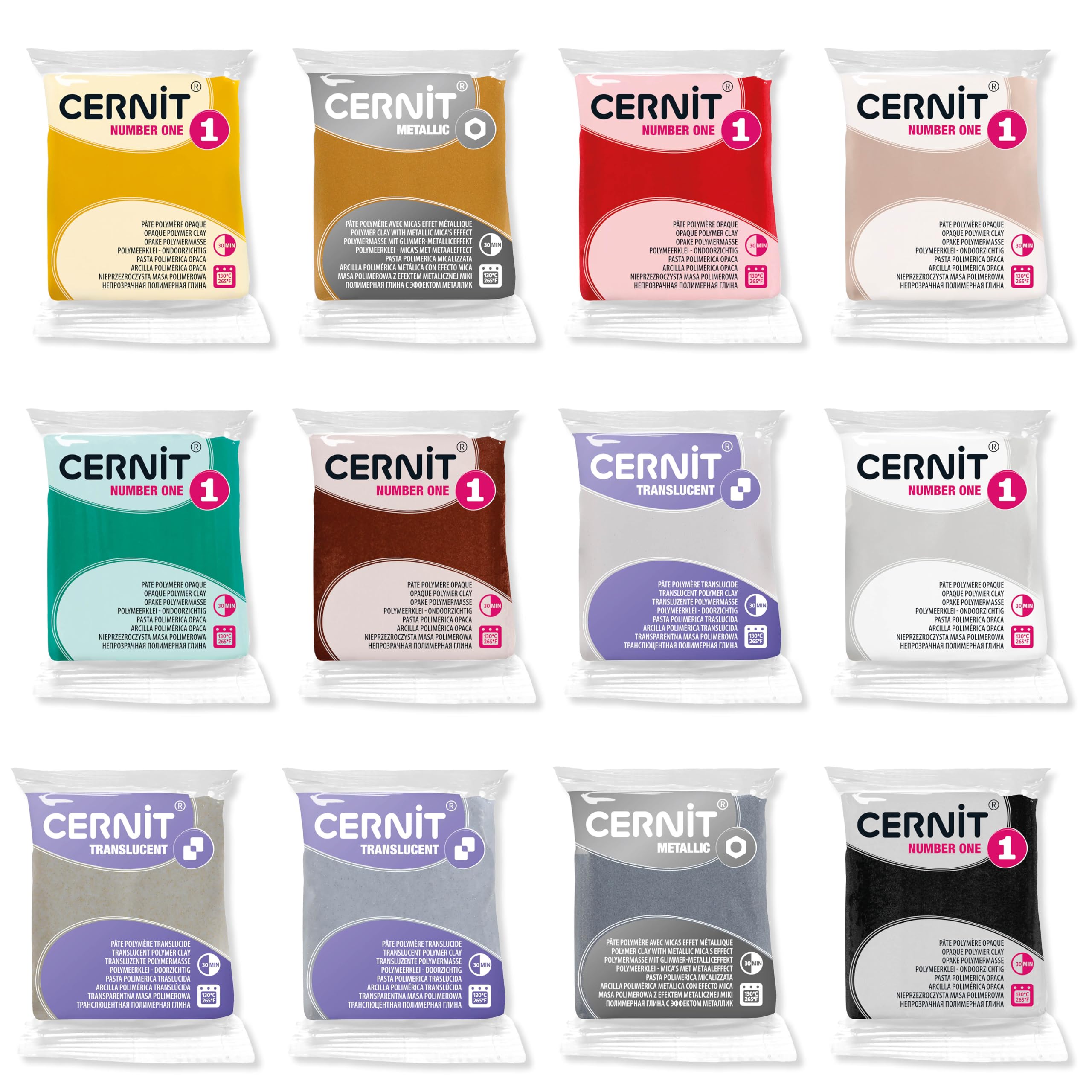 Cernit CE0900012K03C - Pack 12 Polymer Clay, Christmas Colours - 56 g Block