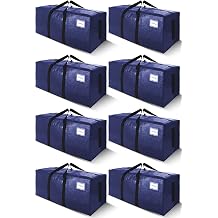SWEET DOLPHIN 8 Pack 200LB Heavy-Duty Moving Bags with Wrap-Around Handles, Extra Large Storage Totes for Space Saving, Clothes Storage Bags, College Dorm Essentials, Blue, 24 Gal