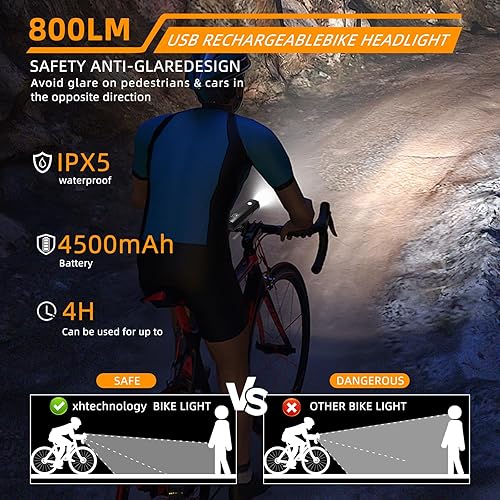 Miniatura 6 de Bike Light Headlight 1200lumens 10W CREE led, Compatible with Apple FindMy APP, 3+1ModesFront Bicycle Light Rechargeable Waterproof for Road
