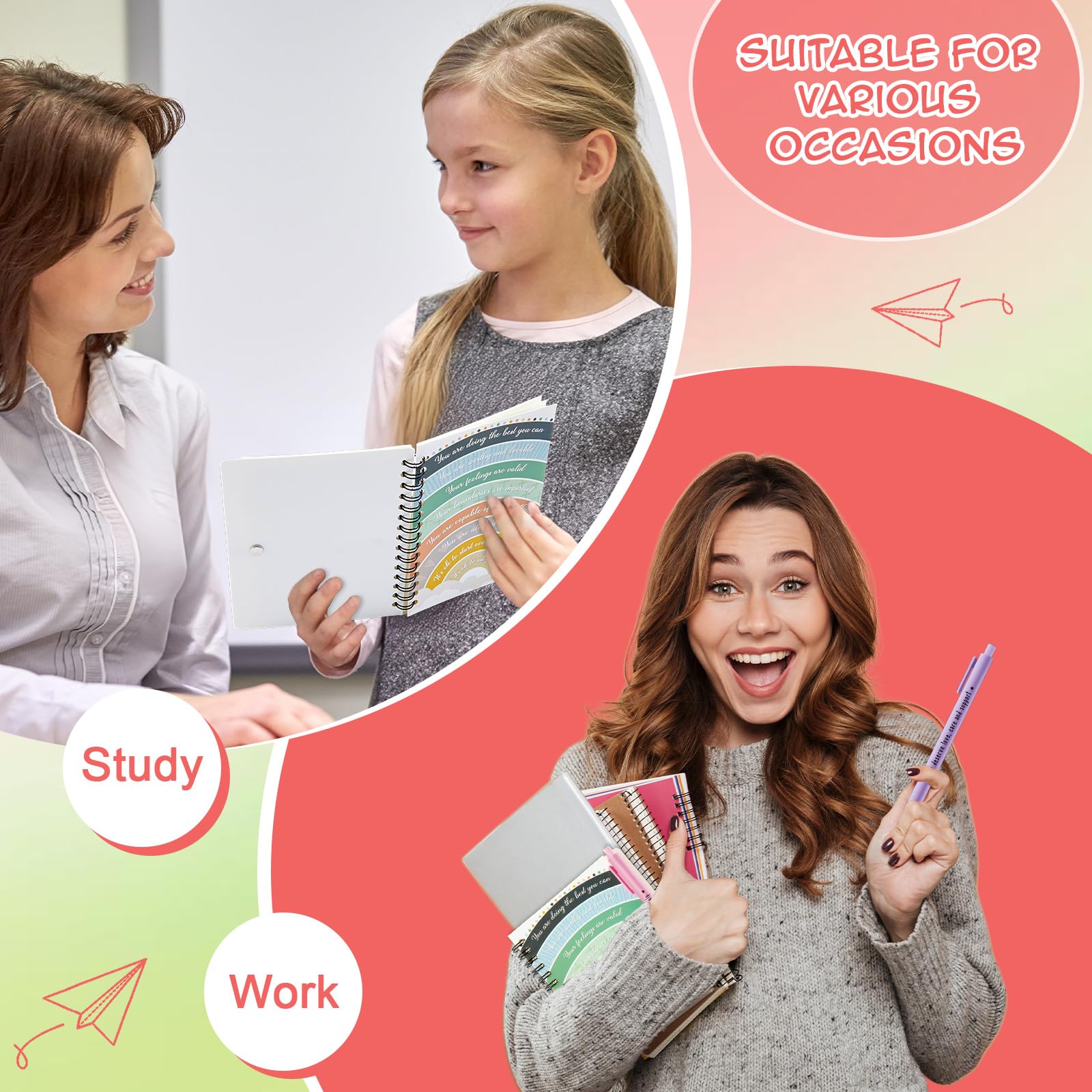 Honoson Lot de 20 carnets à spirale inspirants avec stylo de motivation pour étudiants, enseignants, cadeau de remerciement, collègues, bénévoles, infirmières
