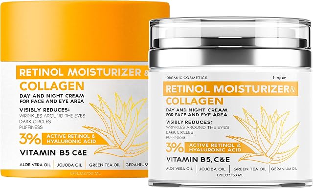Lifting Retinol Cream for Face - Anti-Aging Support with Collagen - Firming Day and Night Cream that Helps Reduce Wrinkles, Fine Lines, Dry Skin - Hyaluronic Acid Facial Moisturizer - Made in the USA
