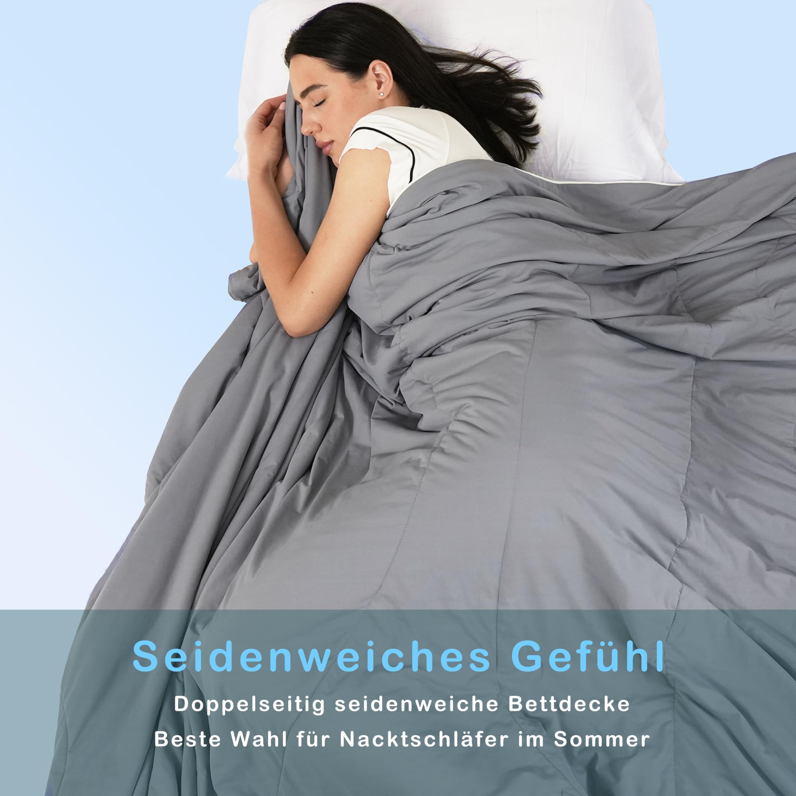 ACCURATEX Koeldeken 200×200 cm, zomerdeken met Q-Max > 0,45 Arc-Chill koelvezel, lichtgewicht & ademend voor warme slapers, nachtelijk zweten en klimaatregeling, verkoelende deken voor de zomer, grijs