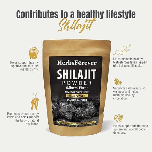 Miniatura 6 de Herbsforever Extracto concentrado de bienestar general antioxidante de la echada mineral del polvo de Shilajit 61 8.11 oz 230 GMS