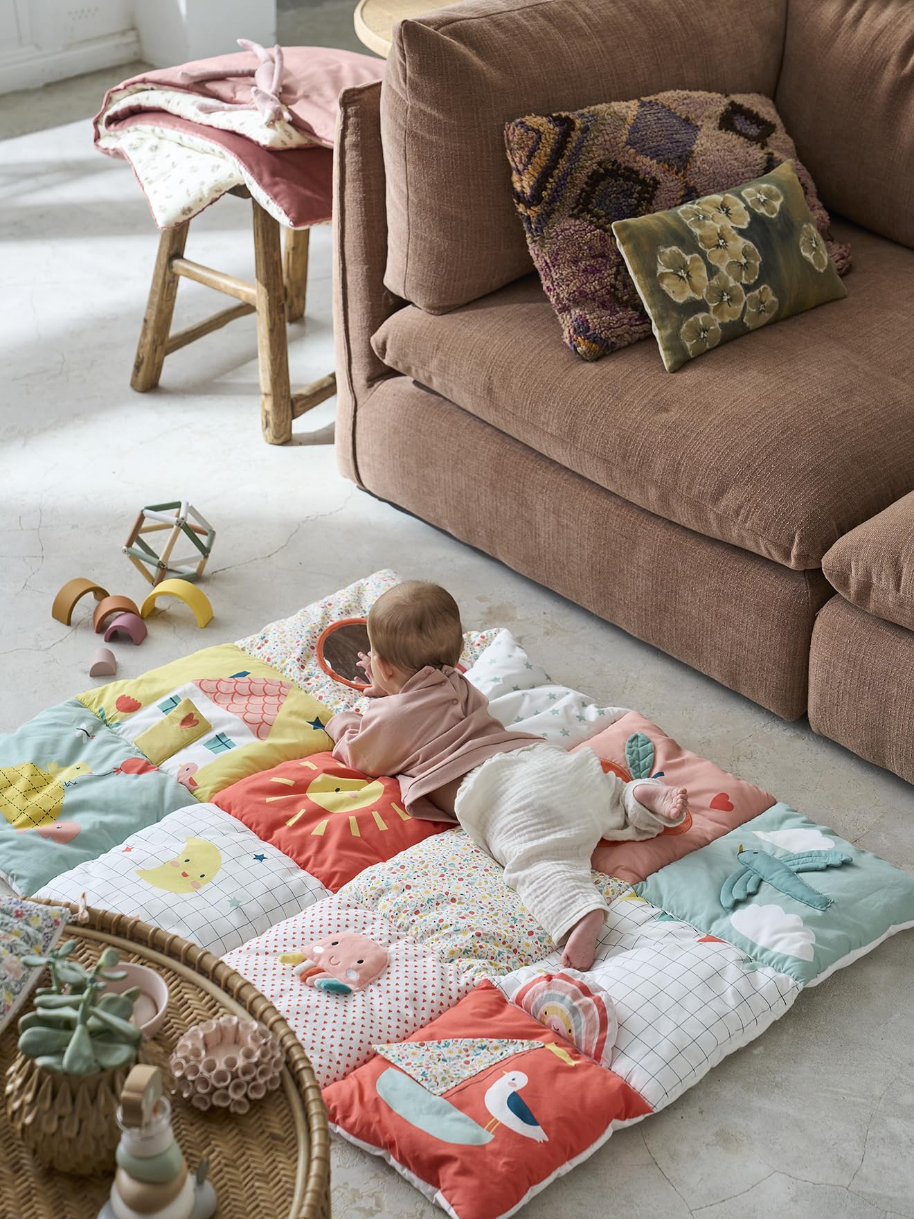 VERTBAUDET Jouet Bébé Tapis d'Éveil Moelleux et Ludique Croque la vie TU