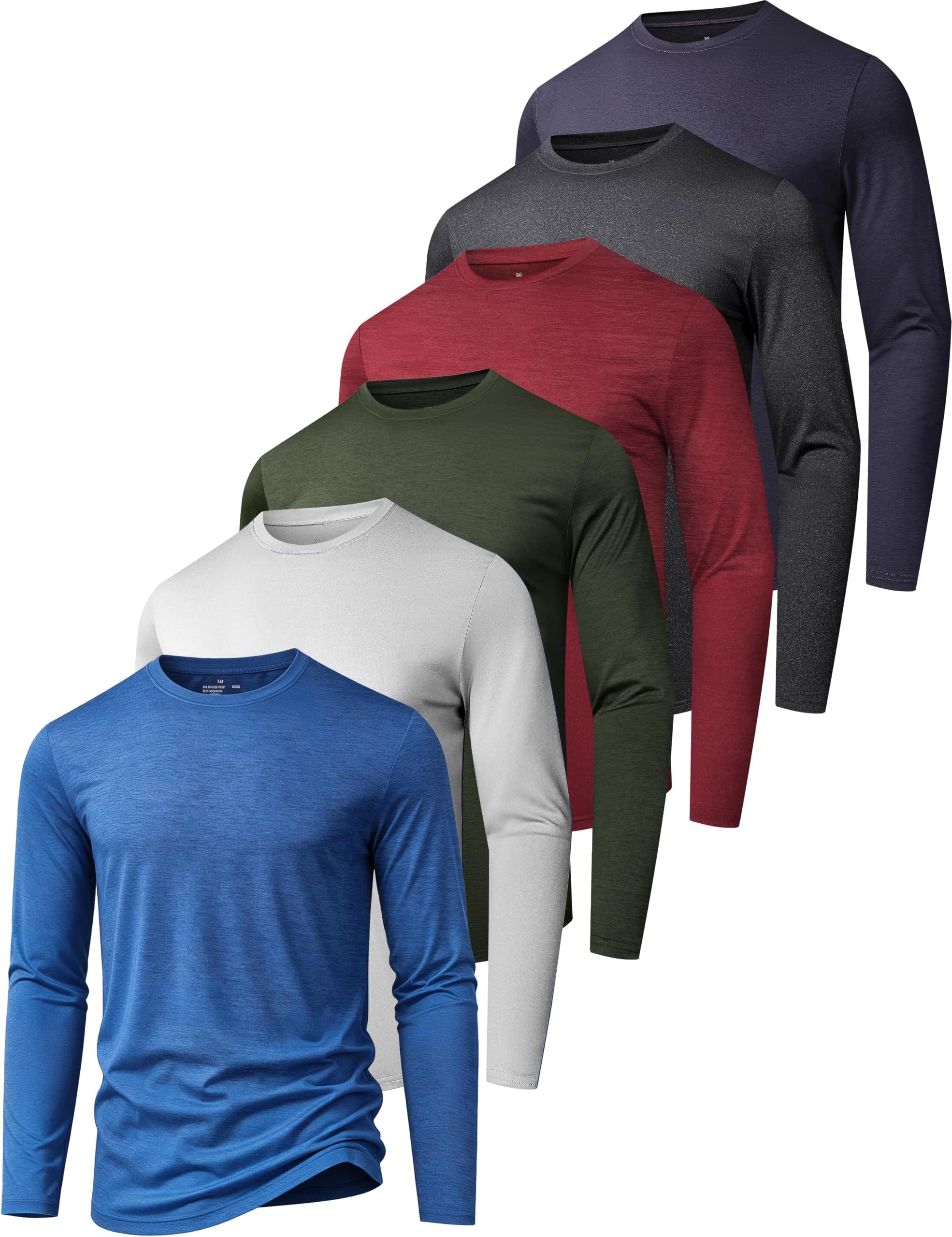 6/7 Pack Men's Quick Dry Long Sleeve UPF50+ Sun Shirts