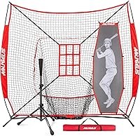 Vista 13 de 7'X7' Baseball Softball Practice Net,Pitching Net,Batting Net,with Baseball Tee,Bonus Strike Zone and Bow Frame,for Hitting,Pitching, Catching