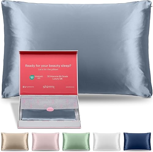 Shimmi Fundas de almohada de seda real  Lujosa funda de almohada de seda de morera de grado 6a de 30 momme  Funda de almohada de seda para cabello y