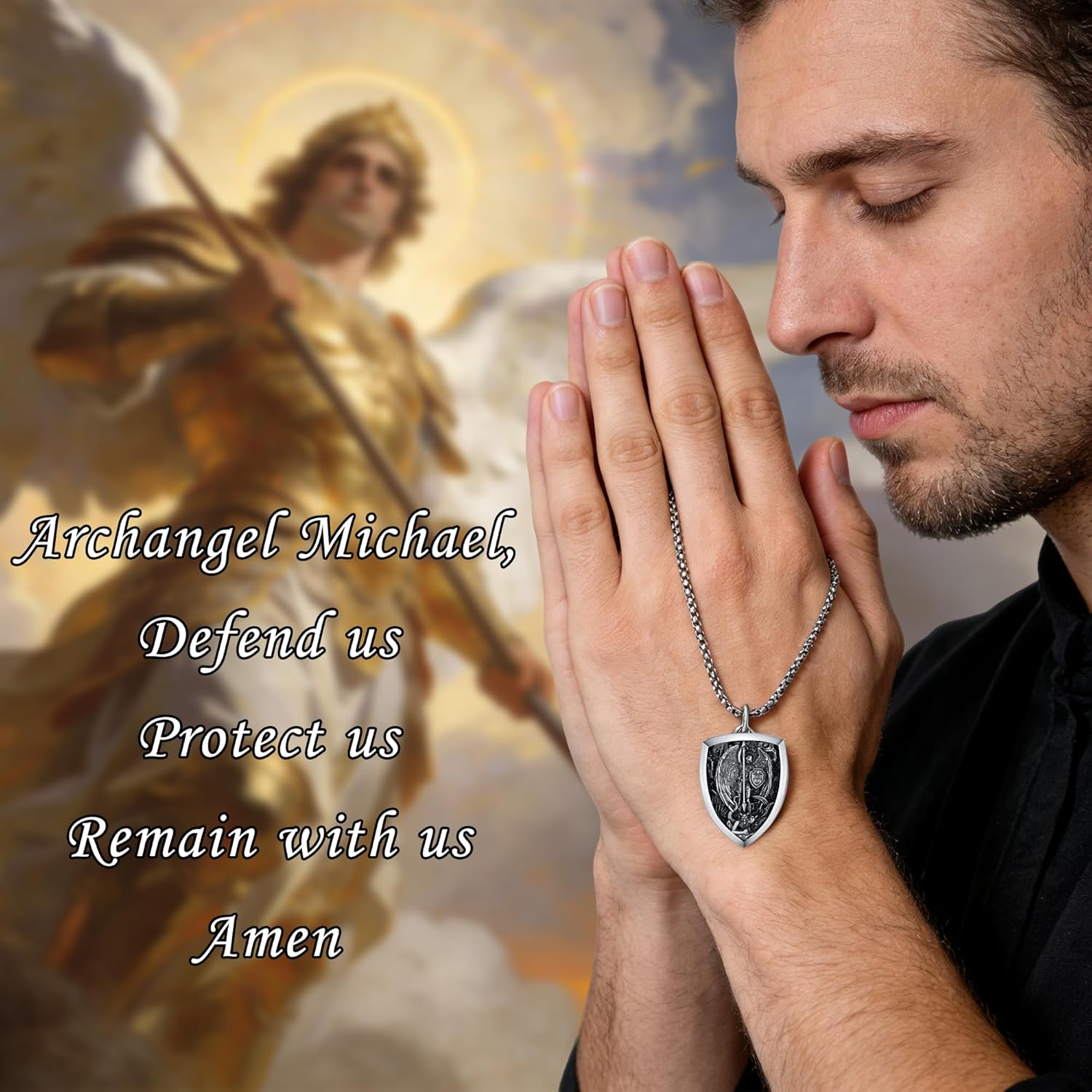 Sterling Silver Catholic Religious Medal Set Pendant Combo: Seal of Seven Archangels, Saint Benedict Medal, Virgin Mary Medal & Saint Michael Protective Charm - Image 5