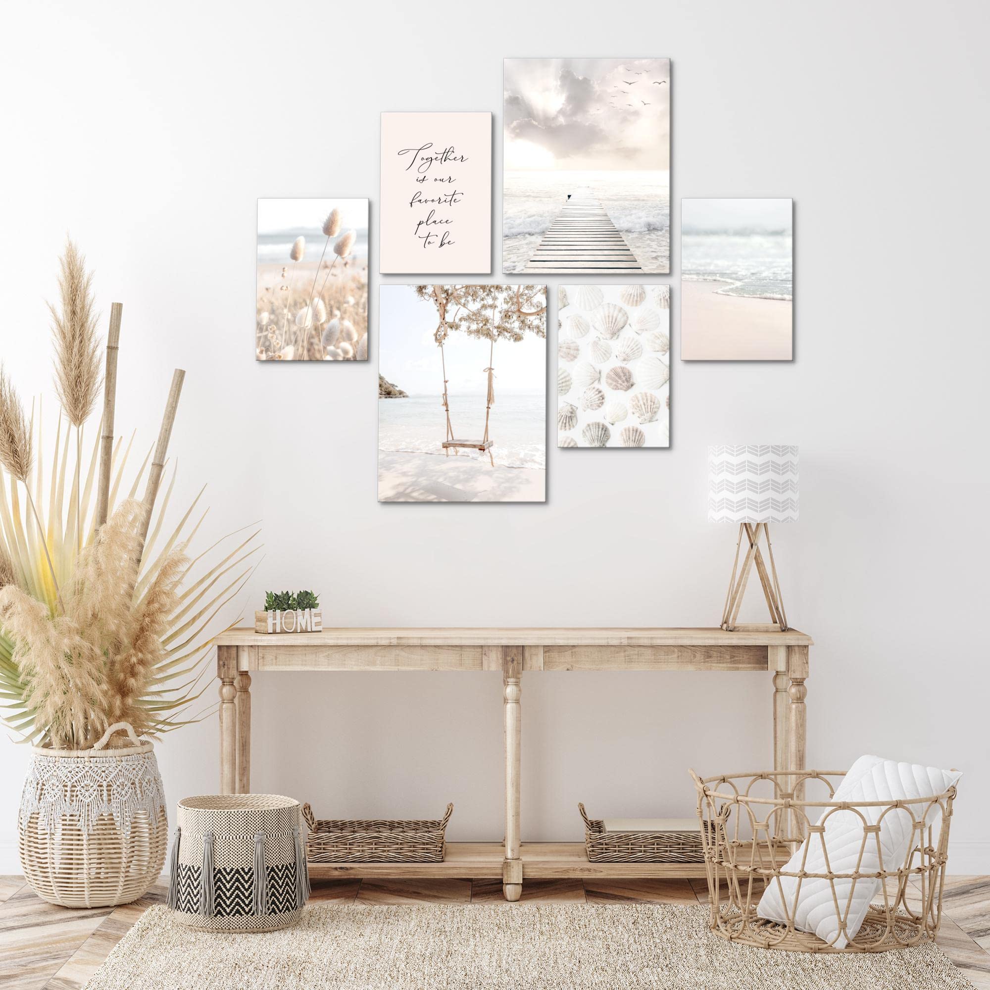 Novart Cuadros Playa Mar Relax - CON ESTILO, SIN NECESIDAD DE MARCO - Moderne Collage Beige - Salón Dormitorio - N023463a
