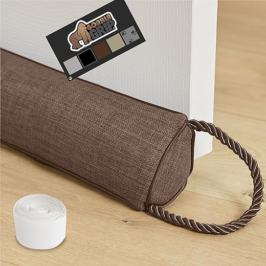 Gorilla Grip Heavy Duty Door Draft Stopper, 36", Blocks Hot Cold Air Wind Noise for Gaps Up to 3” Under Doors, All Season Bottom Drafter Blocker, Easy Install Stoppers, Home Dorm Room Essential, Brown