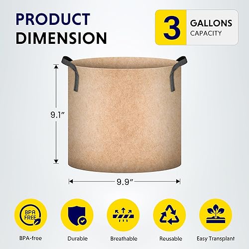 Miniatura 2 de iPower Grow Bags  Contenedor con aireación de tela no tejida gruesa, con asas de correa para plantas y macetas de jardín.