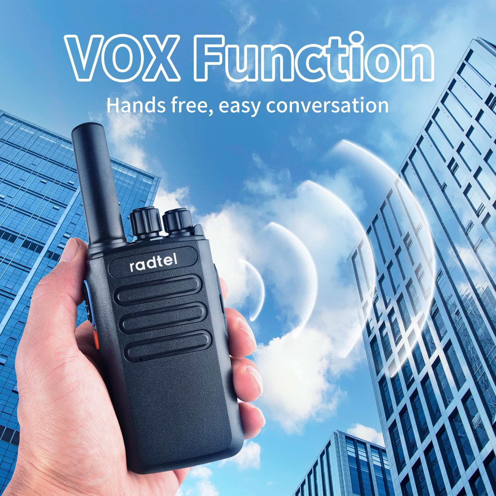 Radtel RT16 PMR446 Walkie Talkie Ricaricabile 16 Canali Radio Senza Licenza CTCSS DCS Walky Radio con Ricarica USB-C per Costruzione Ristorante Supermercato (2 Pack)