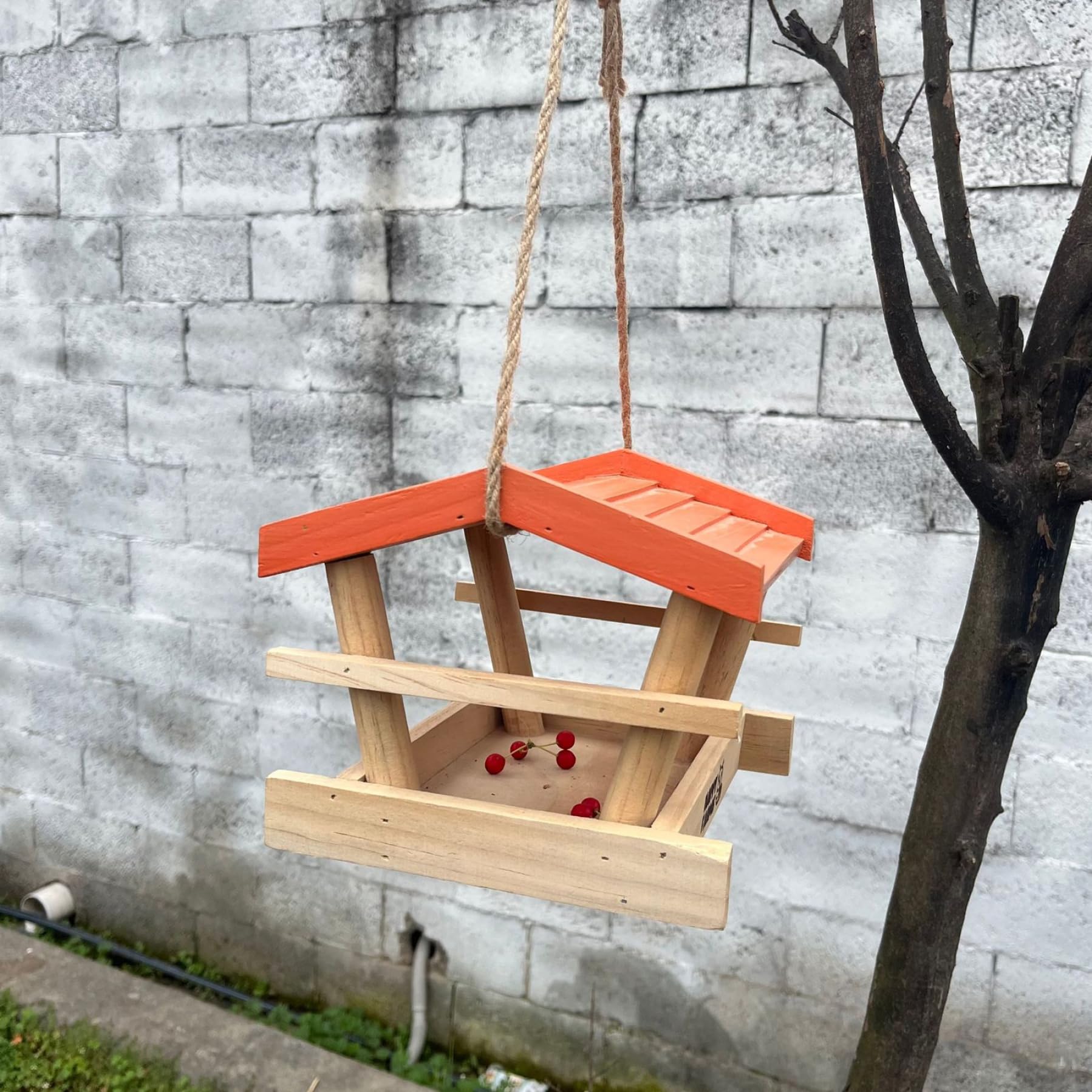 Mangiatoia per Uccelli da Esterno, Mangiatoia per Uccelli da Appendere in Legno a Prova di Scoiattolo con Coperchio e Capacità di Semi per Giardino, Cortile e Cortile|Gabbia