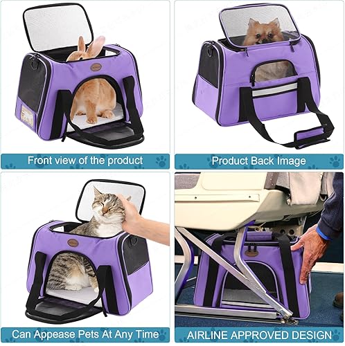 Vista 34 de Transportador de gatos para perros medianos y pequeños, perros y cachorros de hasta 15 libras, aprobado por la aerolínea TSA, transportador