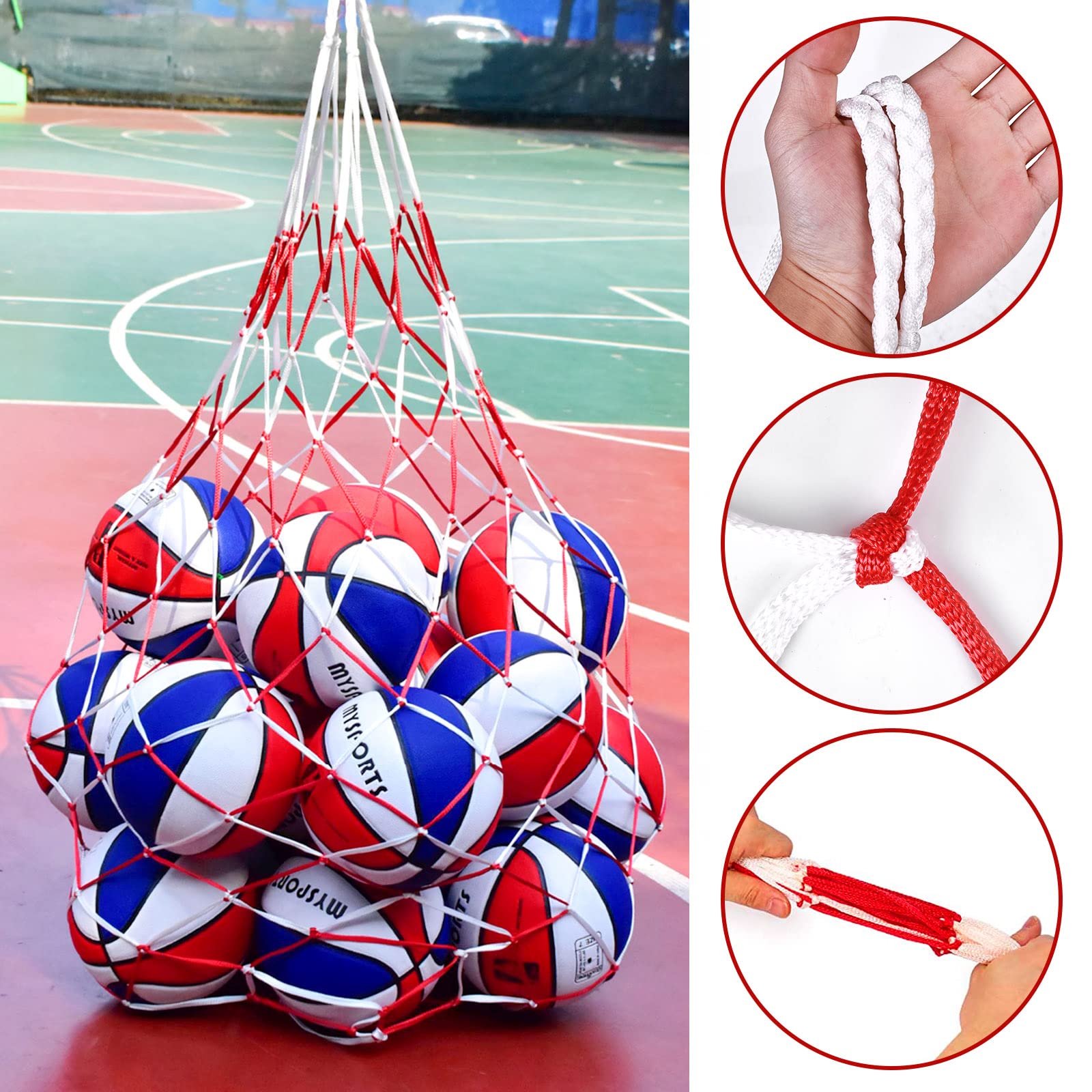 Vegena Ballnetz 4er Set - Tragbar Für 10-15 Bälle Fußball Basketball
