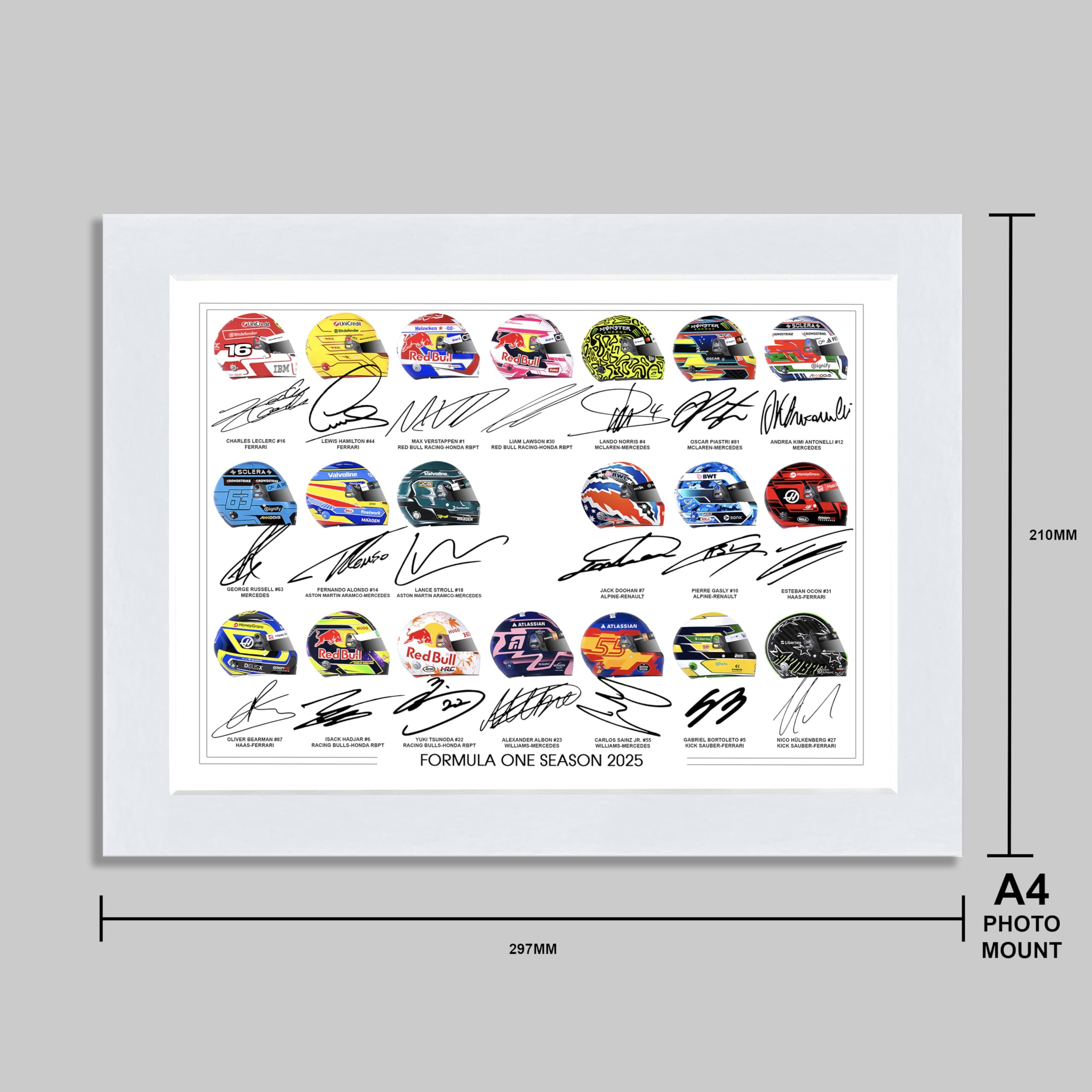 F1 Formula One 2025 Season All Drivers Signed Poster Print Picture
