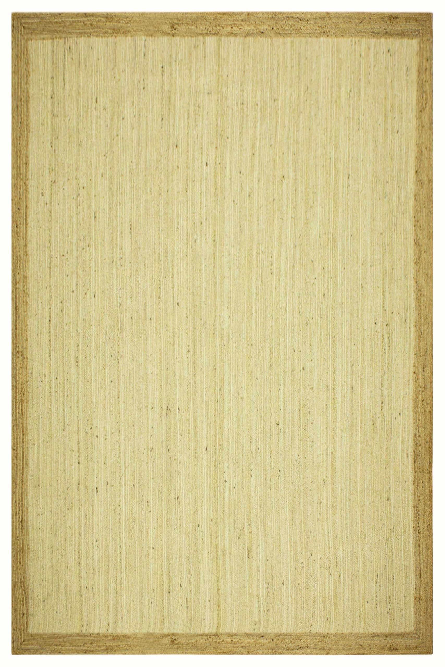 Tapis en jute tressé à la main 60x90 cm au motif beige uni