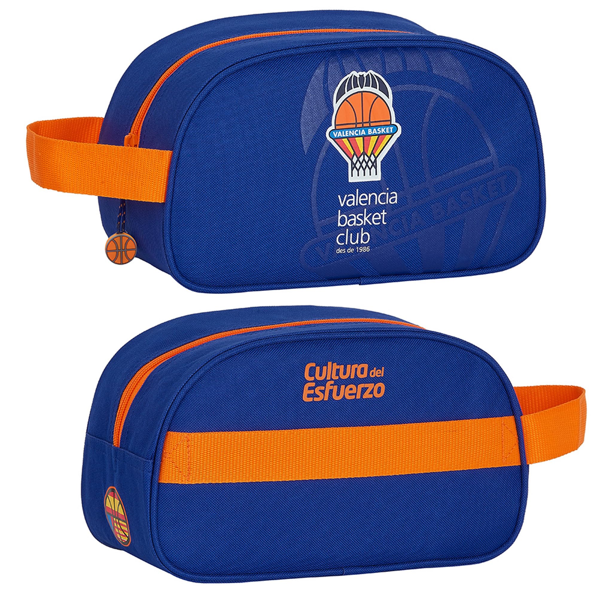 SAFTA | Pack 3 Piezas VALENCIA BASKET Mochila, Estuche y Neceser Diseño Único y Licencia Oficial VALENCIA BASKET