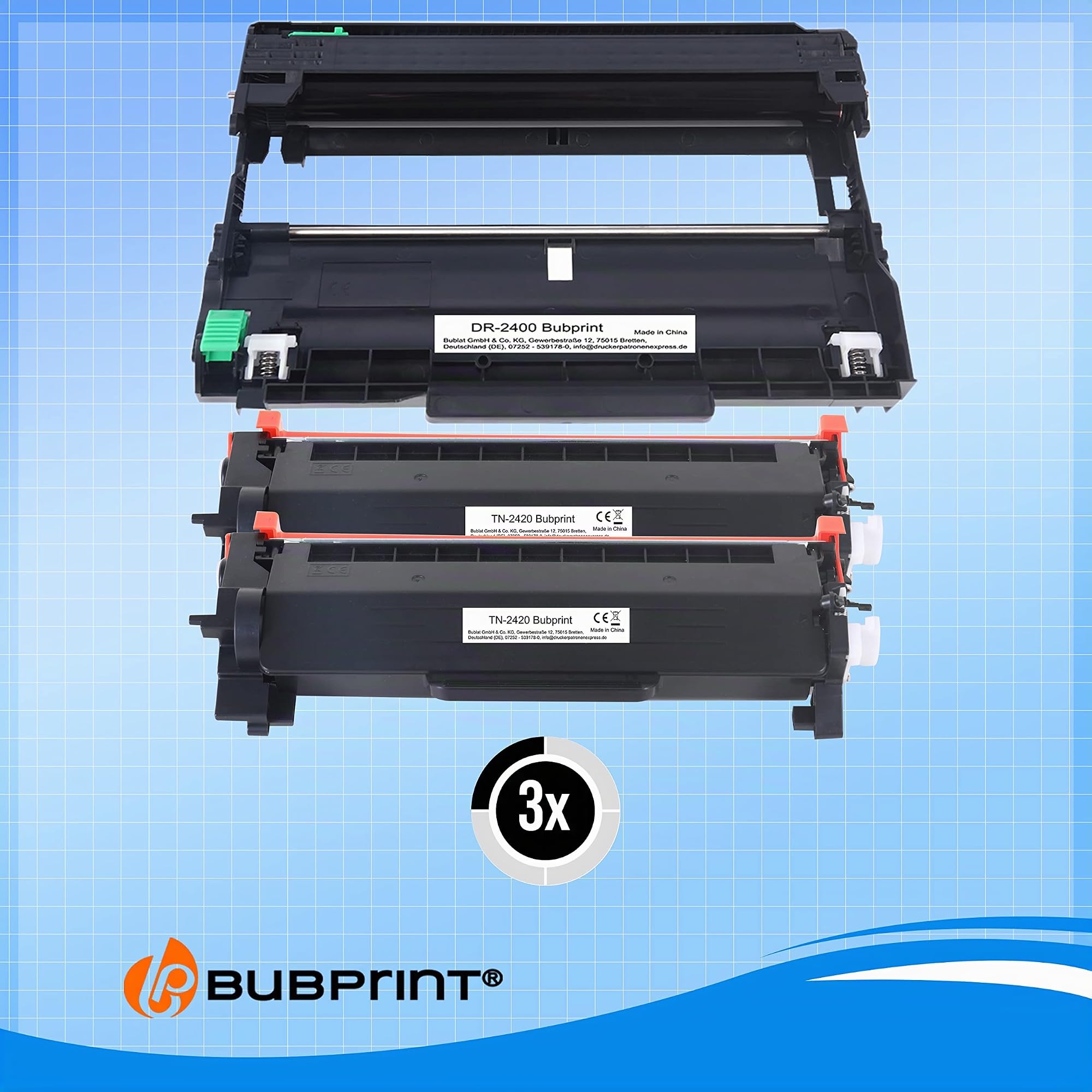 Bubprint XXL Toner und Trommel kompatibel mit Brother TN2420 DR2400 | Passend für MFC-L2710DW MFC-L2710DN MFC-L2750DW HL-L2310D HL-L2350DW HL-L2370DN HL-L2375DW DCP-L2510D DCP-L2530DW