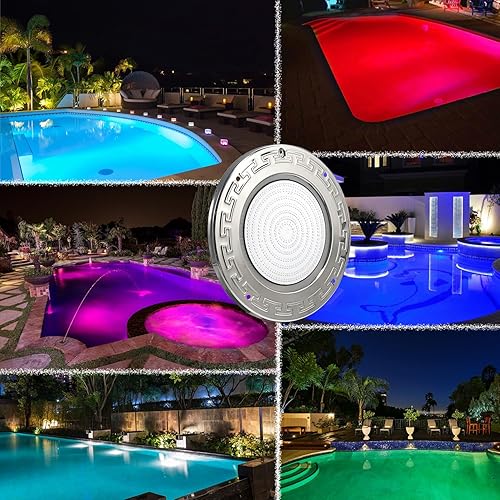 Miniatura 6 de Luces de piscina para piscina enterrada, luz LED grande de 10 pulgadas para piscina enterrada multicolor con cable de 50 pies para nicho húmedo,