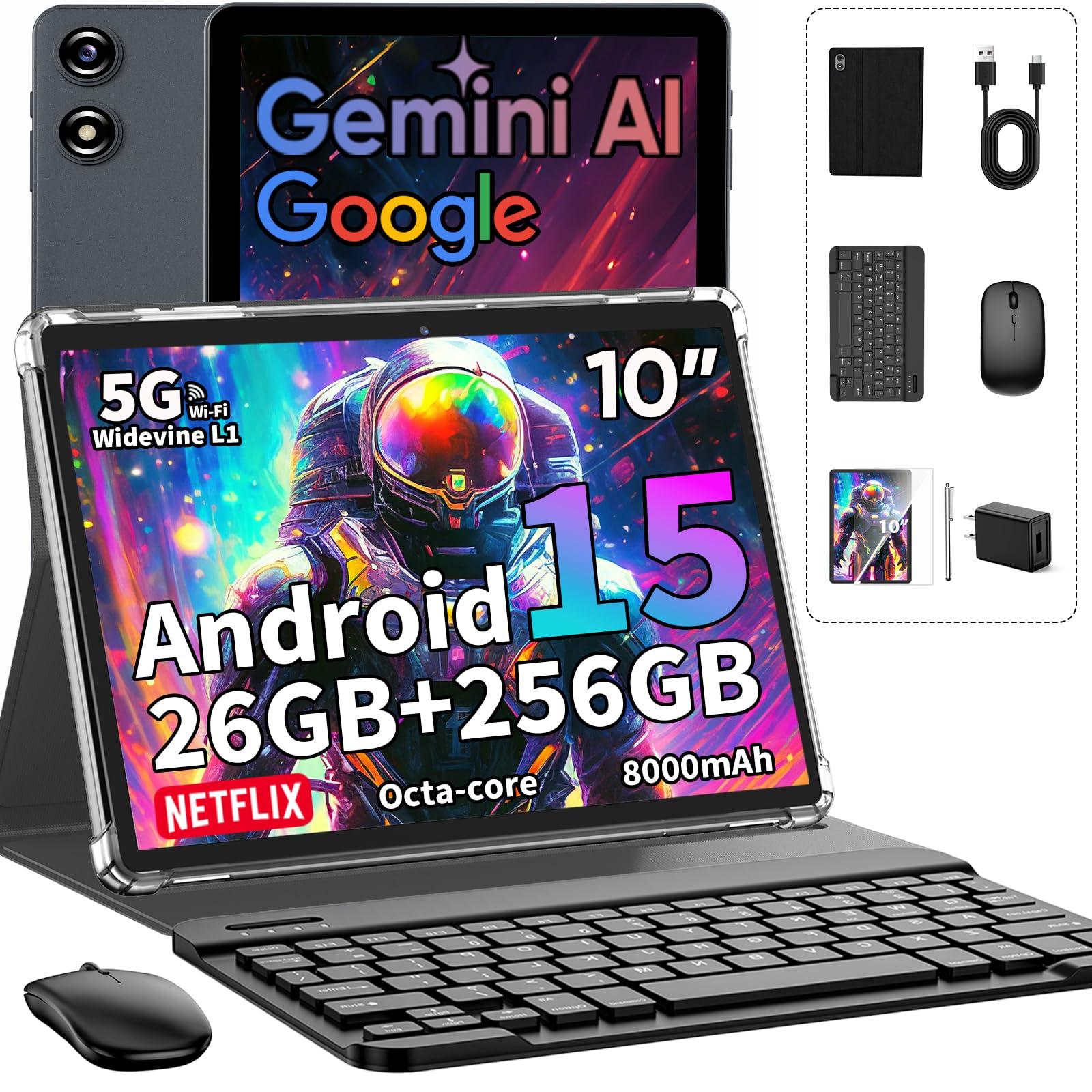 Amazon.com : 2026 Android 15 Tablet with Keyboard, 26GB+256GB+2TB