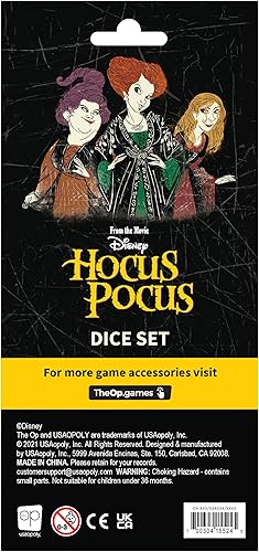 Miniatura 3 de Hocus Pocus - Juego de dados coleccionables D6 con personajes y referencias, Sanderson Sisters (Winifred, Sarah y Mary), Thackery Binx, vela y ojo
