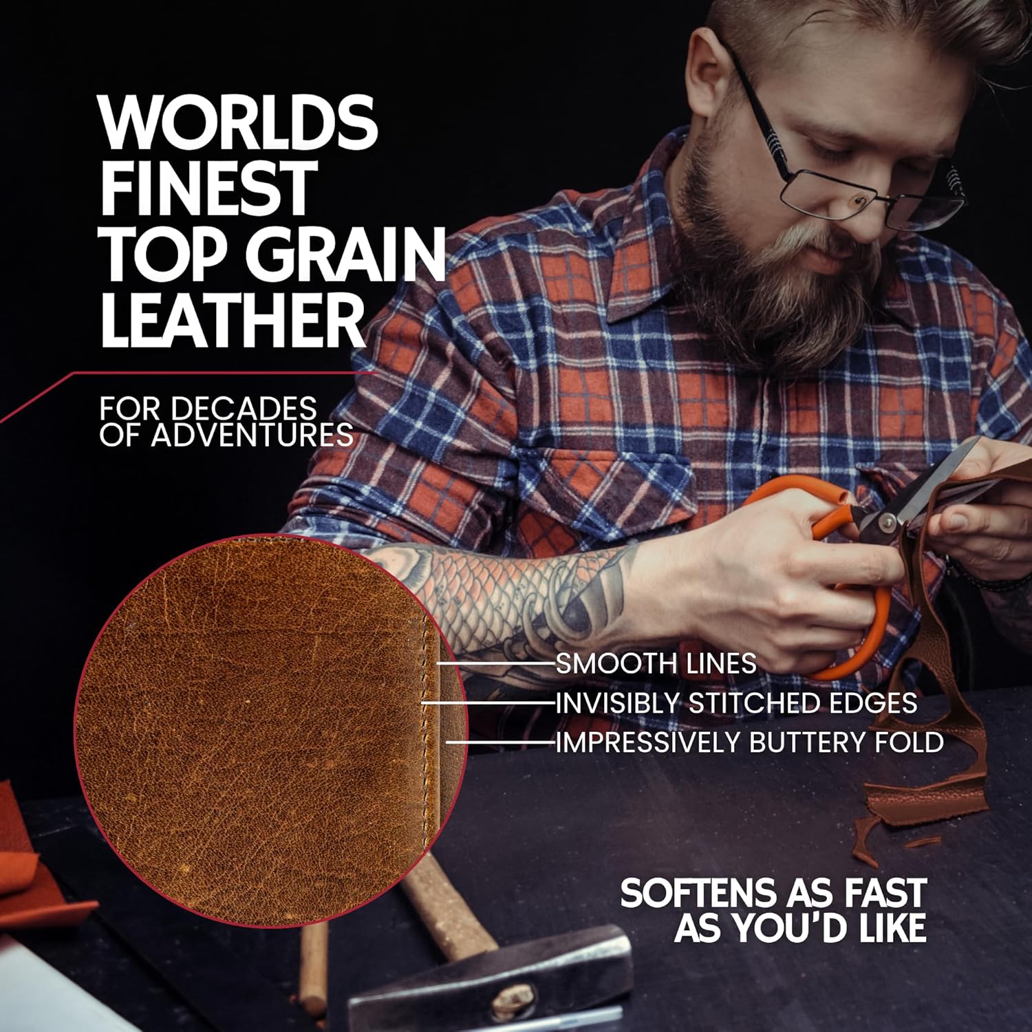 BULL GUARD Best Leather Men's RFID Trifold Wallet With ID Great Outdoor Wallet - Image 7