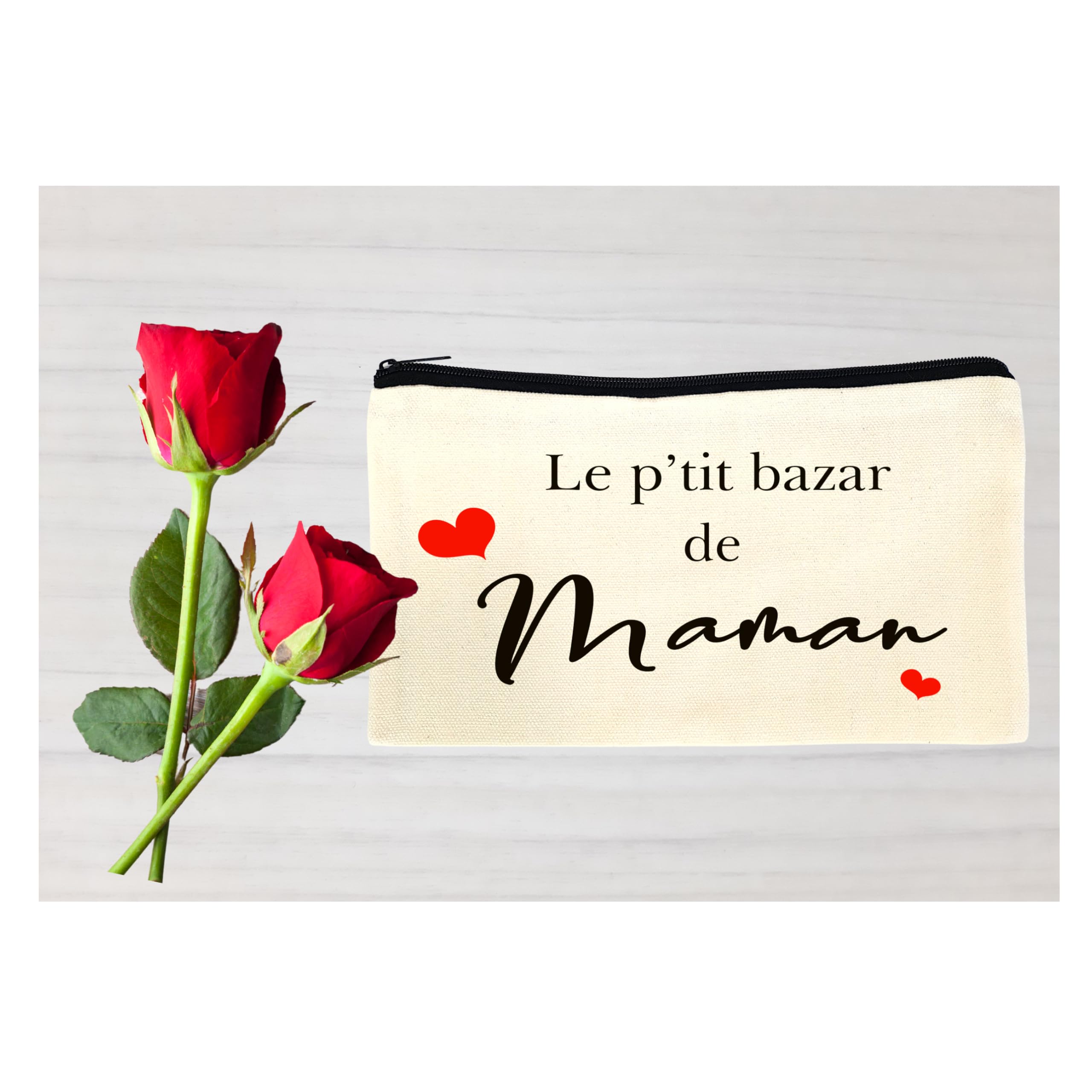 Pochette de maquillage en toile à fermeture éclaire personnalisée sac de voyage cadeau