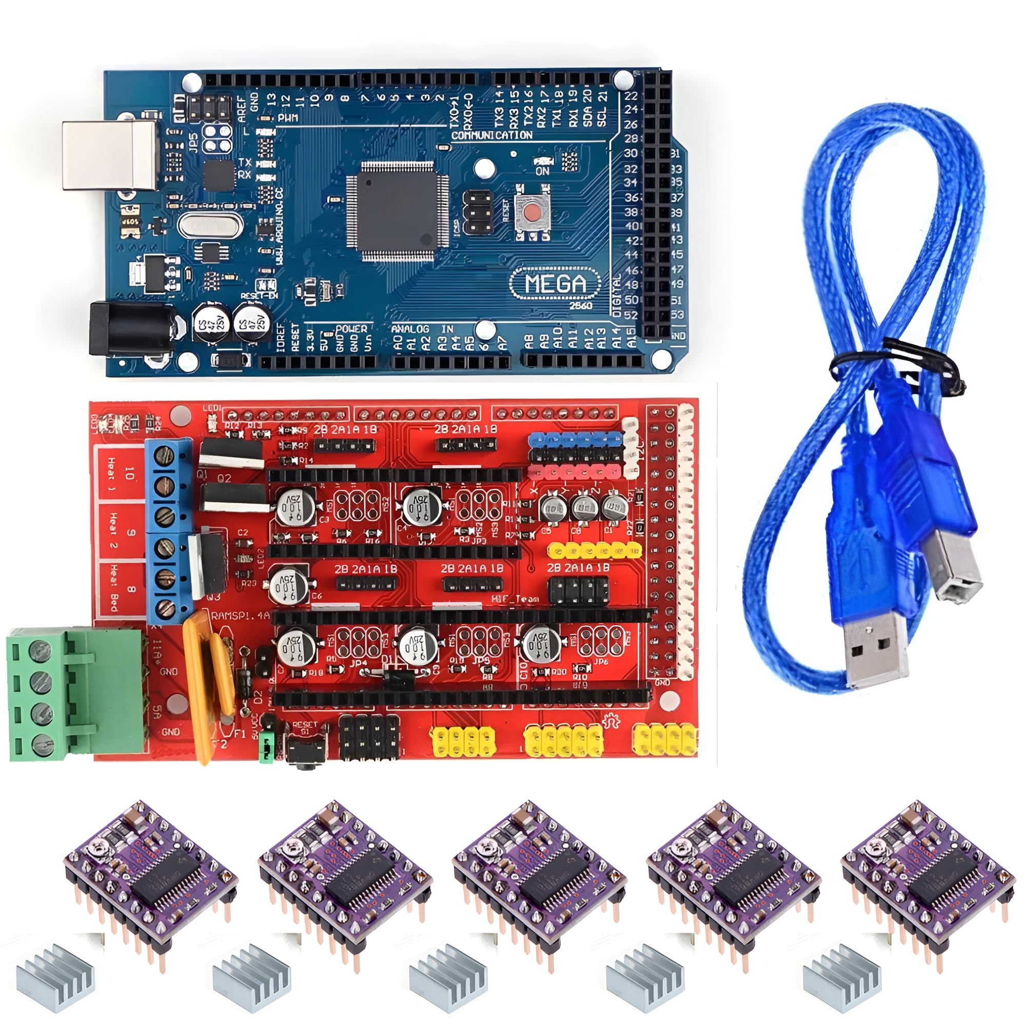R&D RAMPS 1.4 3D Printer controller+Mega2560 with cable compatible with +5Pcs Drv8825 Driver with heat sink Kit (B0CQ4L16LX) Amazon Price History, Amazon Price Tracker