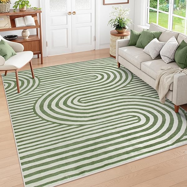 Fresh Green Rug Ideas for Living Room Style 37 Geometric Rainbow Mid-Century Rug
