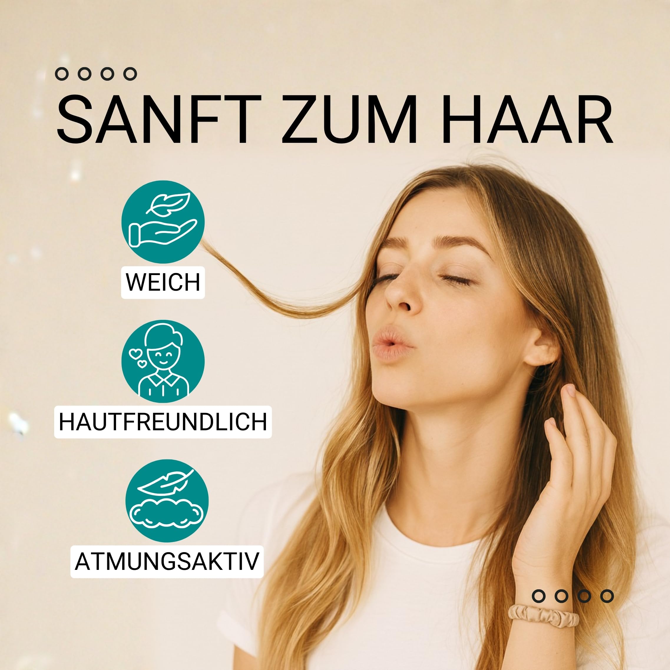 HAARallerliebst® 4er-Set 100% dünne Seide Scrunchie Haargummis mit Pappschachtel, Haargummi für jeden Tag, Haarpflege Scrunchies, ohne Haarschäden (beige, dünn)
