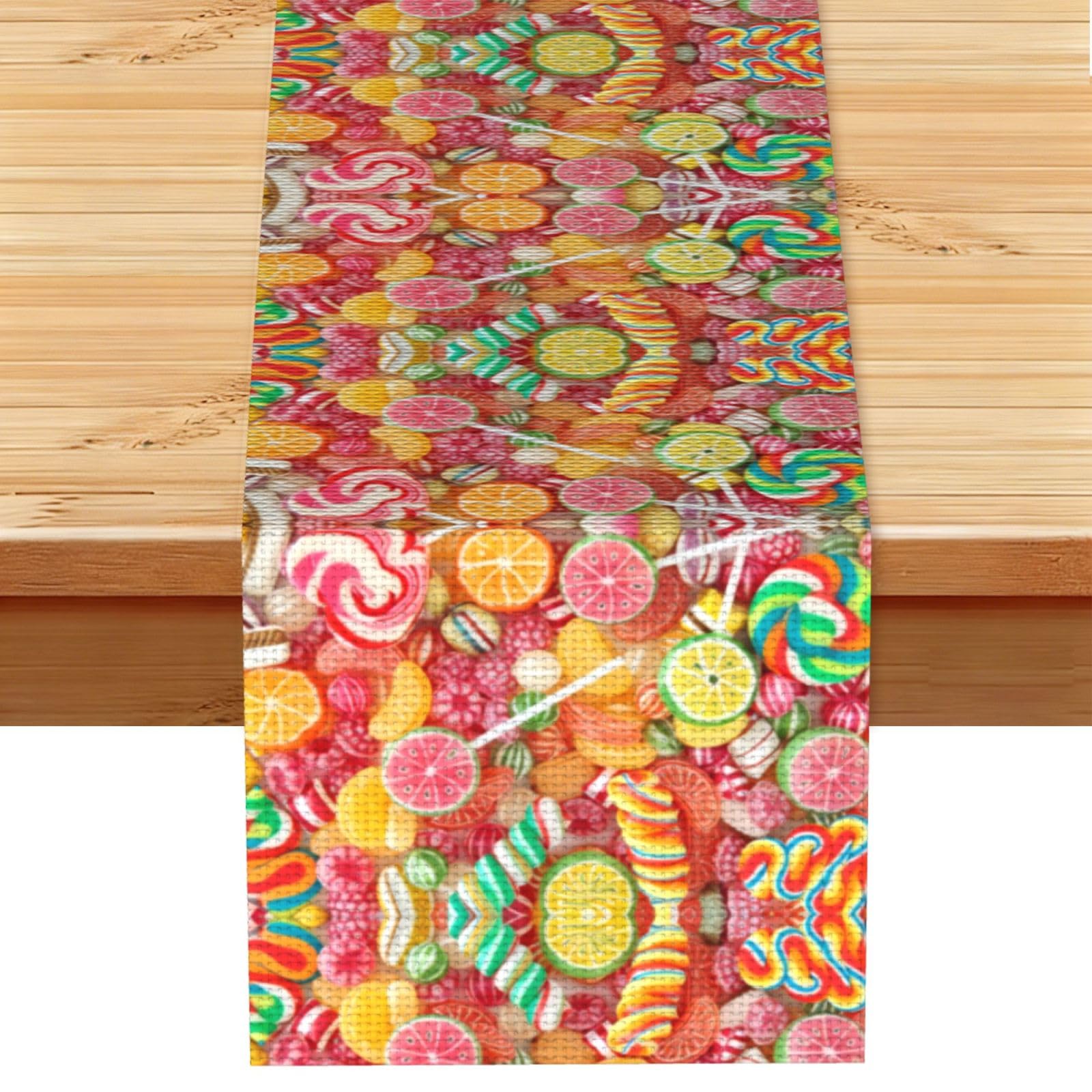 Fruit Candies Linen Feel Table Runner Wedding Party Home Decoration
