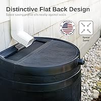 Vista 2 de RTS Home Accents Barril de lluvia ECO de 50 galones fabricado con plástico 100% reciclado, barril de recolección de agua de lluvia con parte trasera