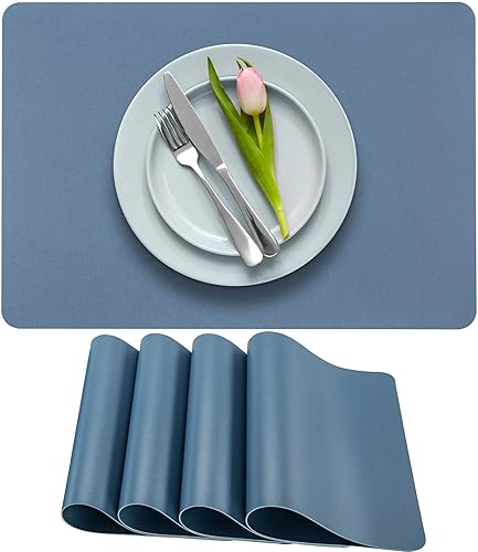 More Décor - Manteles individuales de piel sintética para comedor y mesa de cocina, resistentes a las manchas y al calor, antideslizantes, lavables
