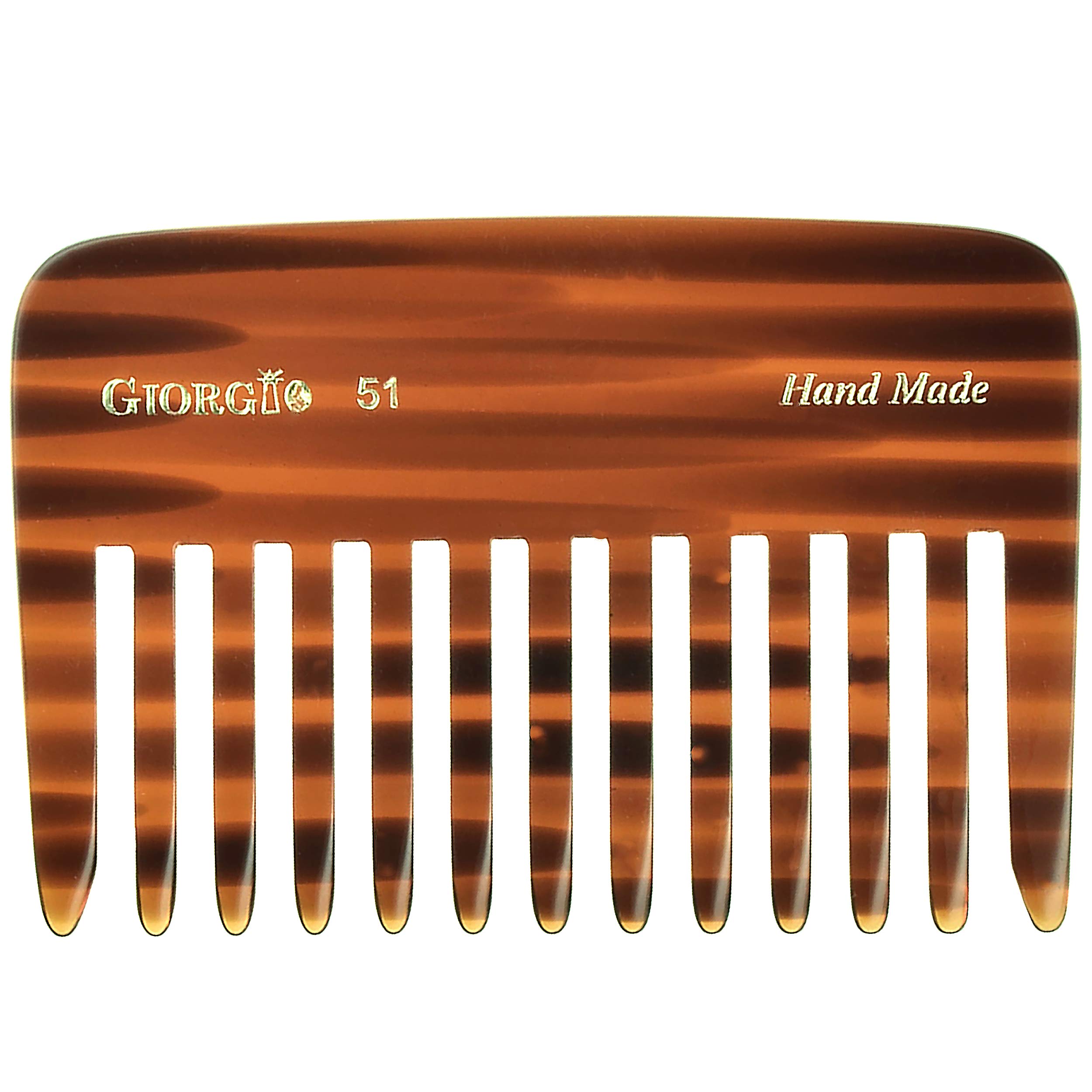 GIORGIO ( G51) - G51 9.5cm Hand Made Detangling Tortoise Shell Flexible Comb - Wide Teeth ( G51)