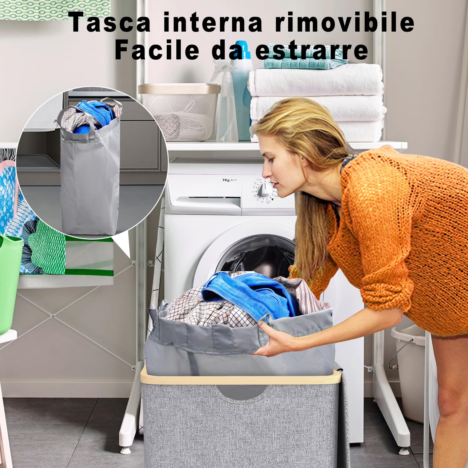Kimmama Cesto Portabiancheria Pieghevole In Rete Con Tasca Laterale - Leggero, Portatile Per Lavanderia, Camera, Bagno O Dormitorio