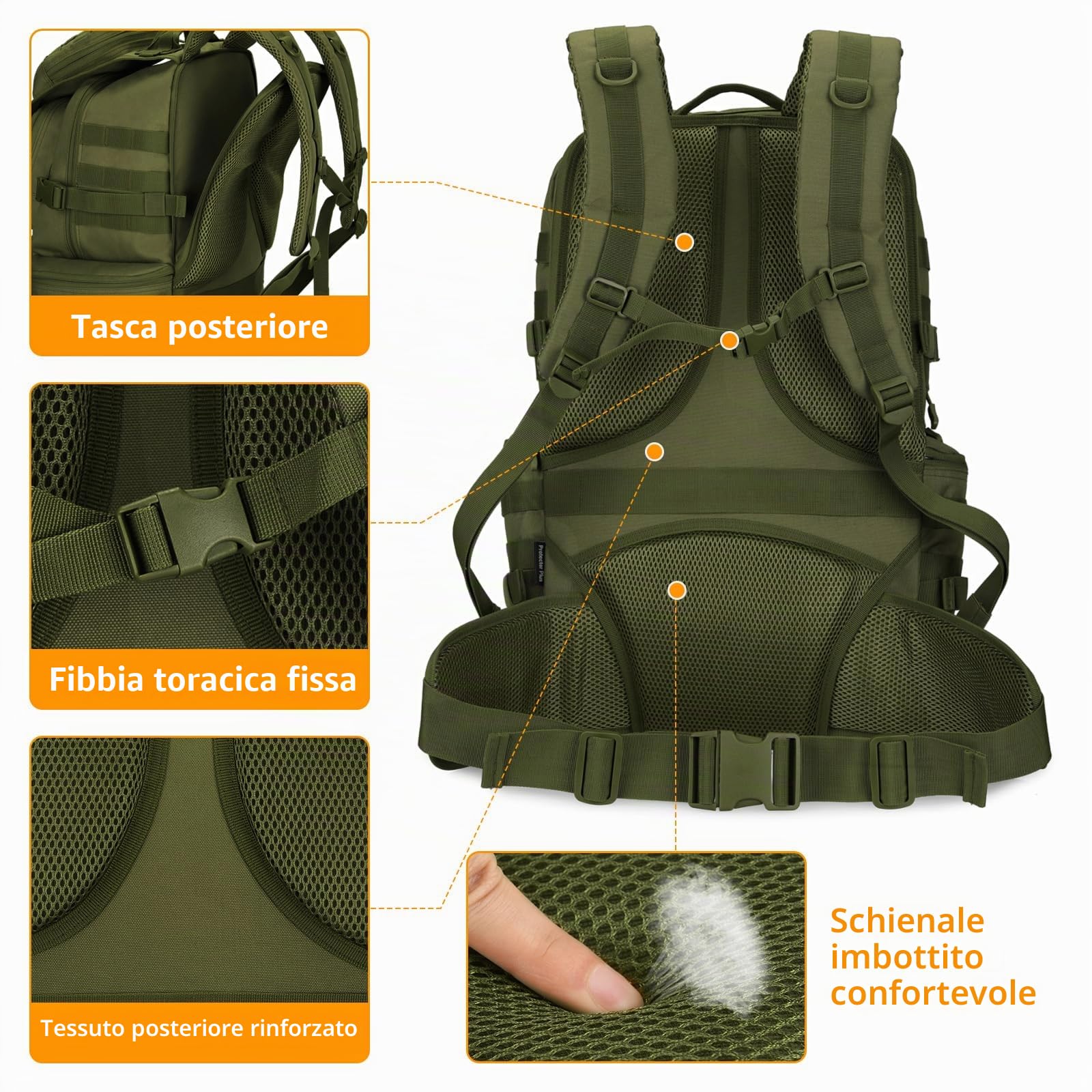 HUNTVP Zaino Militare 50L Zaino Tattico 50L MOLLE Viaggio Impermeabile per Uomo Donna Campeggio Escursionismo