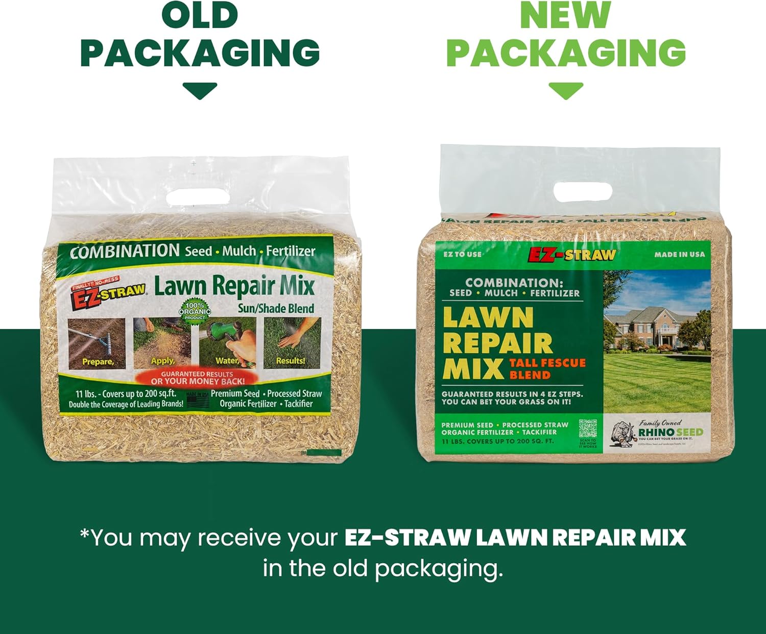 EZ Straw Lawn Repair Mix Tall Fescue Blend - Seed, Mulch and Fertilizer Combination, 11lbs (Covers 200sq ft.)