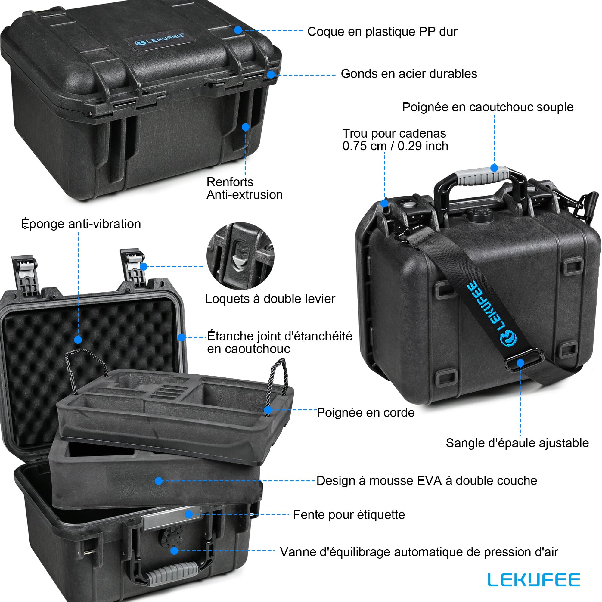 LEKUFEE Étui Rigide Étanche pour DJI Osmo Action 6/5 Pro/4/3 Caméra