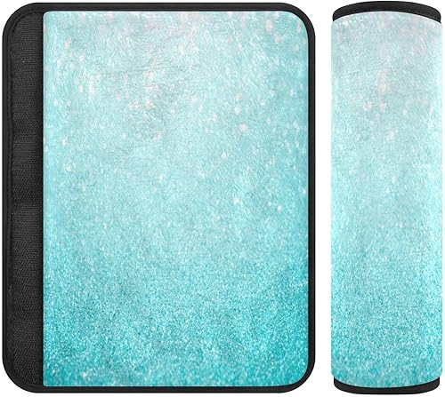 Fundas de cinturón de seguridad con purpurina azul claro, fundas suaves para cinturón de seguridad, correas acolchadas para cinturón de seguridad,