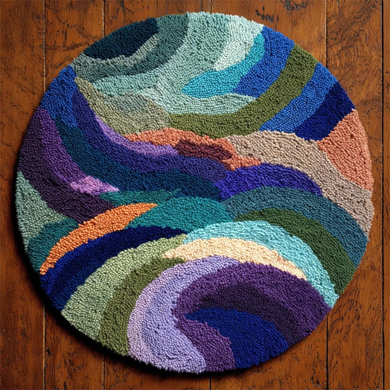 Kitquiver Rug Making Kit for Adults Abstract Mountains and Rivers 50x50cm