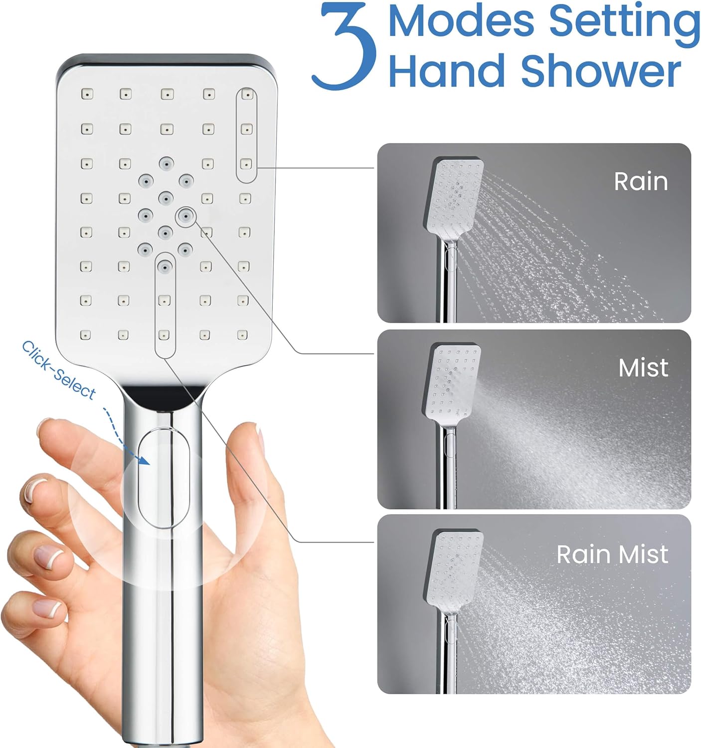 KIBI Cube 2-Function Wall Mounted Rain Shower Column | Bathroom Shower Faucet System with Solid Brass Rough-In Valve, 10" Rain Shower Head | Easy Temperature Control (Chrome Finish, KSC404)